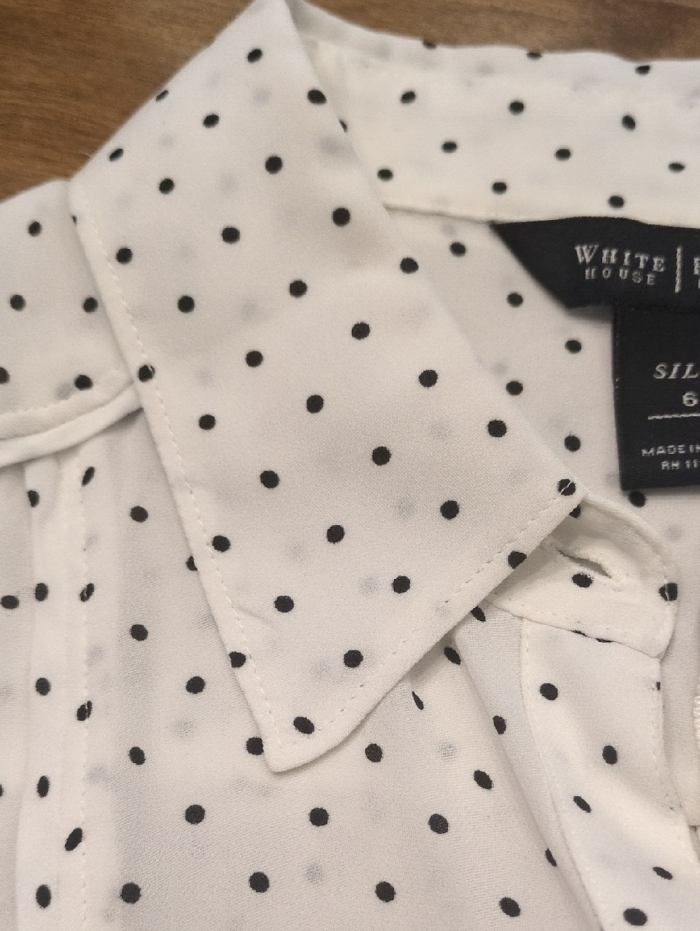 WHBM, Silk White W/ Black Polka Dot Sleeveless Blouse - Picture 3 of 11